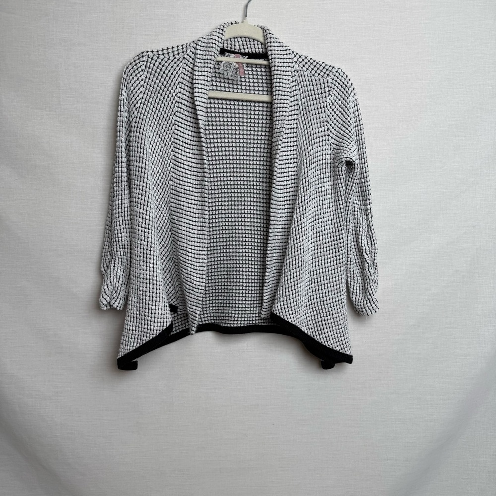 Mauve Anthropology  Women’s Black & White Textured Open-Front Cardigan – Size M
